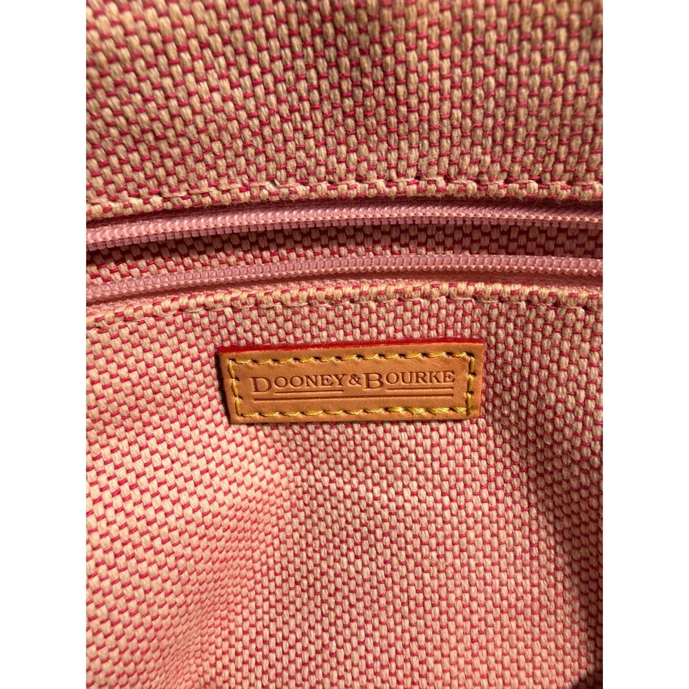 Dooney & Bourke Monogram Canvas Tote Bag Beige Tan Leather Trim J6856915
